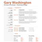 Gary's Orange Professional Resume - Washington D.C.