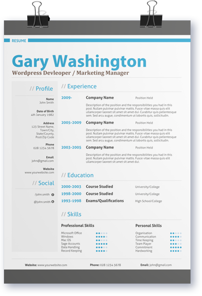 Gary's Blue Professional Resume - Bethesda, MD.
